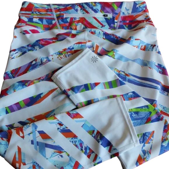 Athleta Kaleidoscope Sonar Chevron Back Stash Pocket Capri leggings, Size small - Picture 4 of 9